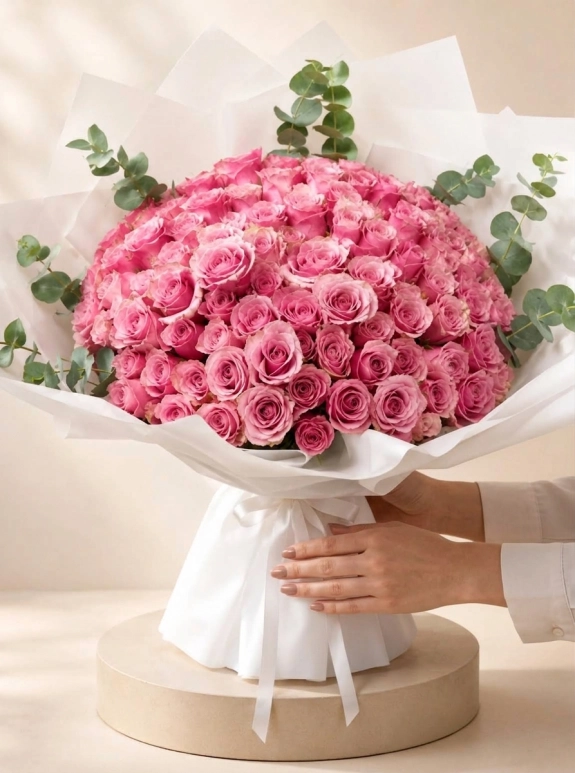 101 Adet Pembe Gül Buketi
